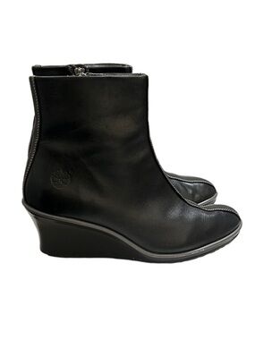 Timberland Black Leather Wedge Boots Size 8.5